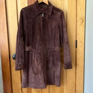 Eddie Bauer Seattle Suede Washable Genuine Leather Coat
